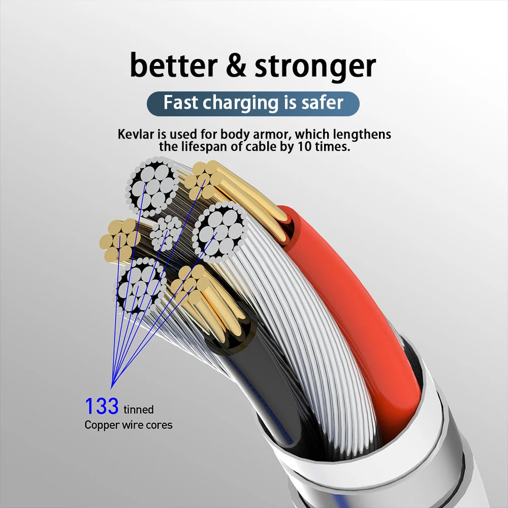 NNBILI 3A LED Magnetic USB Cable Fast Charging USBC Cable Magnet Charger Data Charge Micro USB Cable Mobile Phone Cable USB Cord